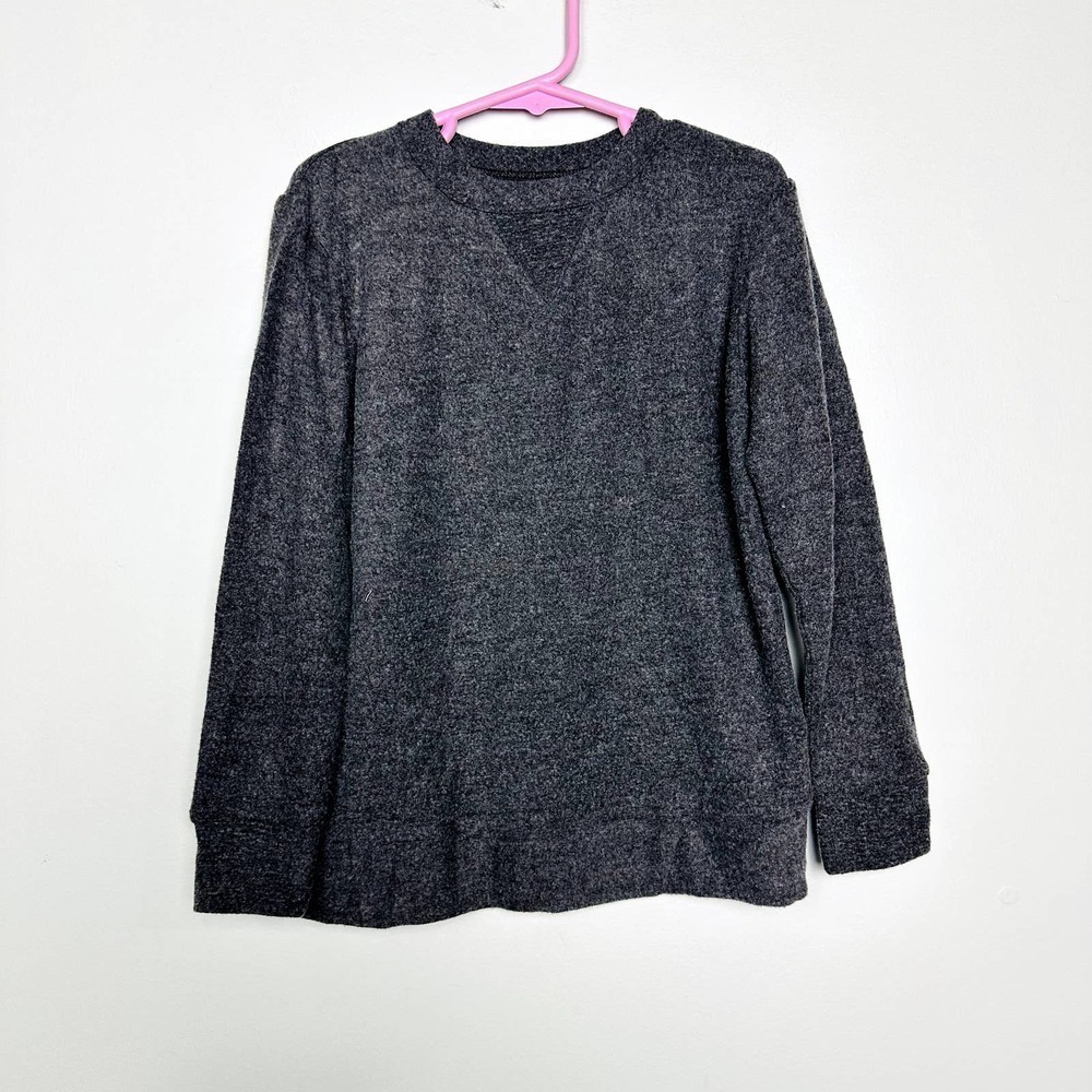Chaser NWT Kids Boys Heathered Terry Cloth Crew Neck Pullover Sweatshirt Gray 6